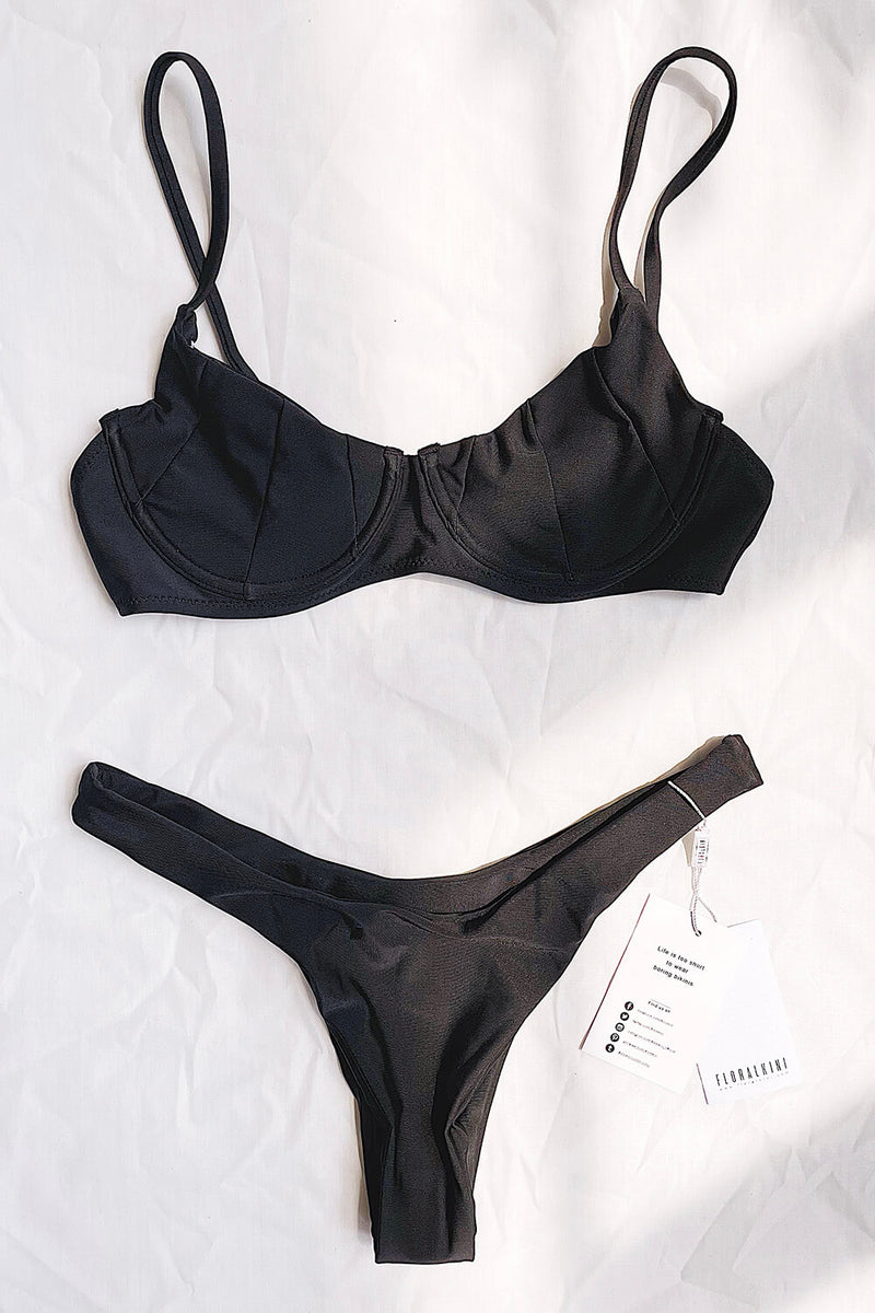 Black Panelled Bra Bikini Top