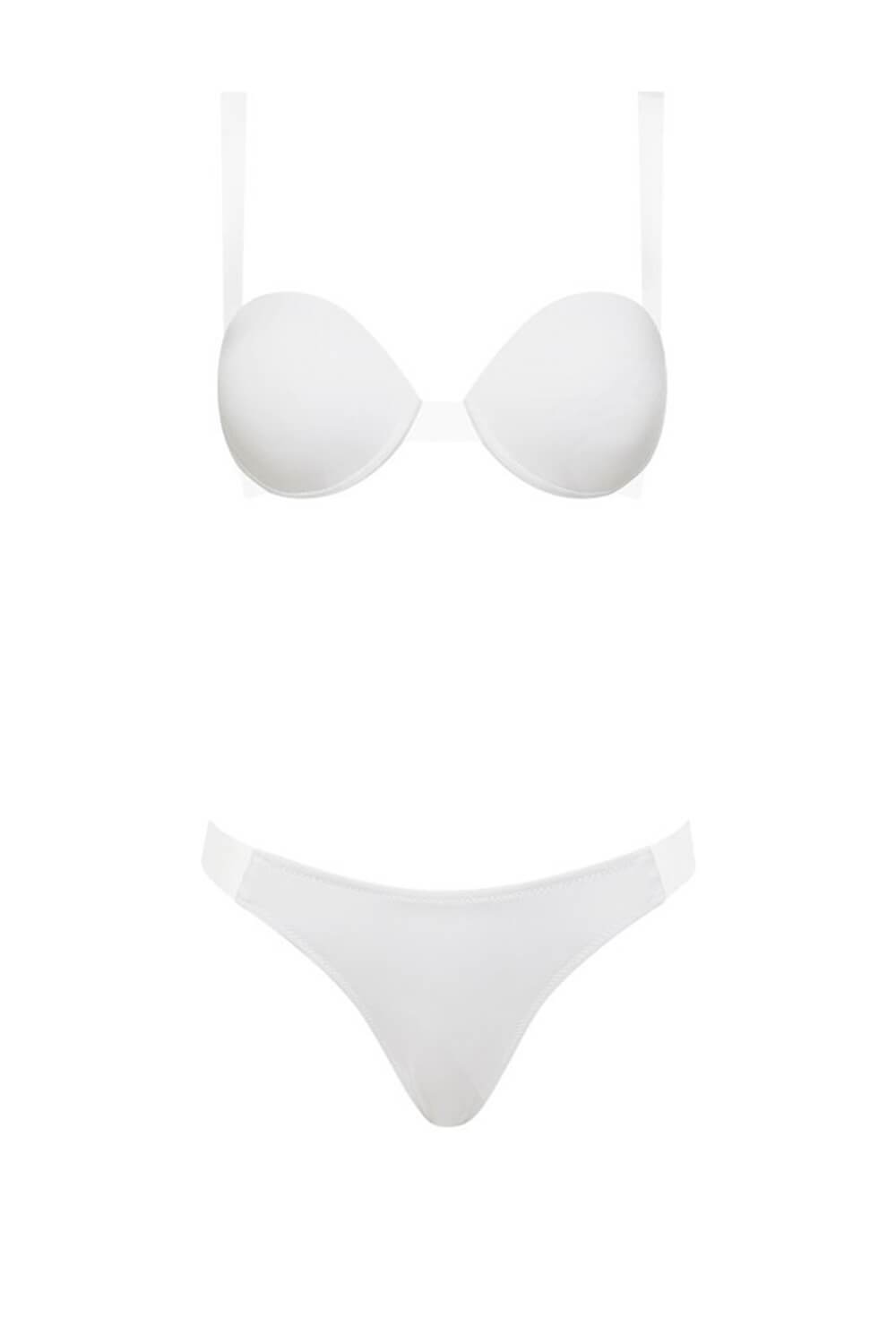 White Clear Strap Underwire Bra Bikini Top – FloralKini