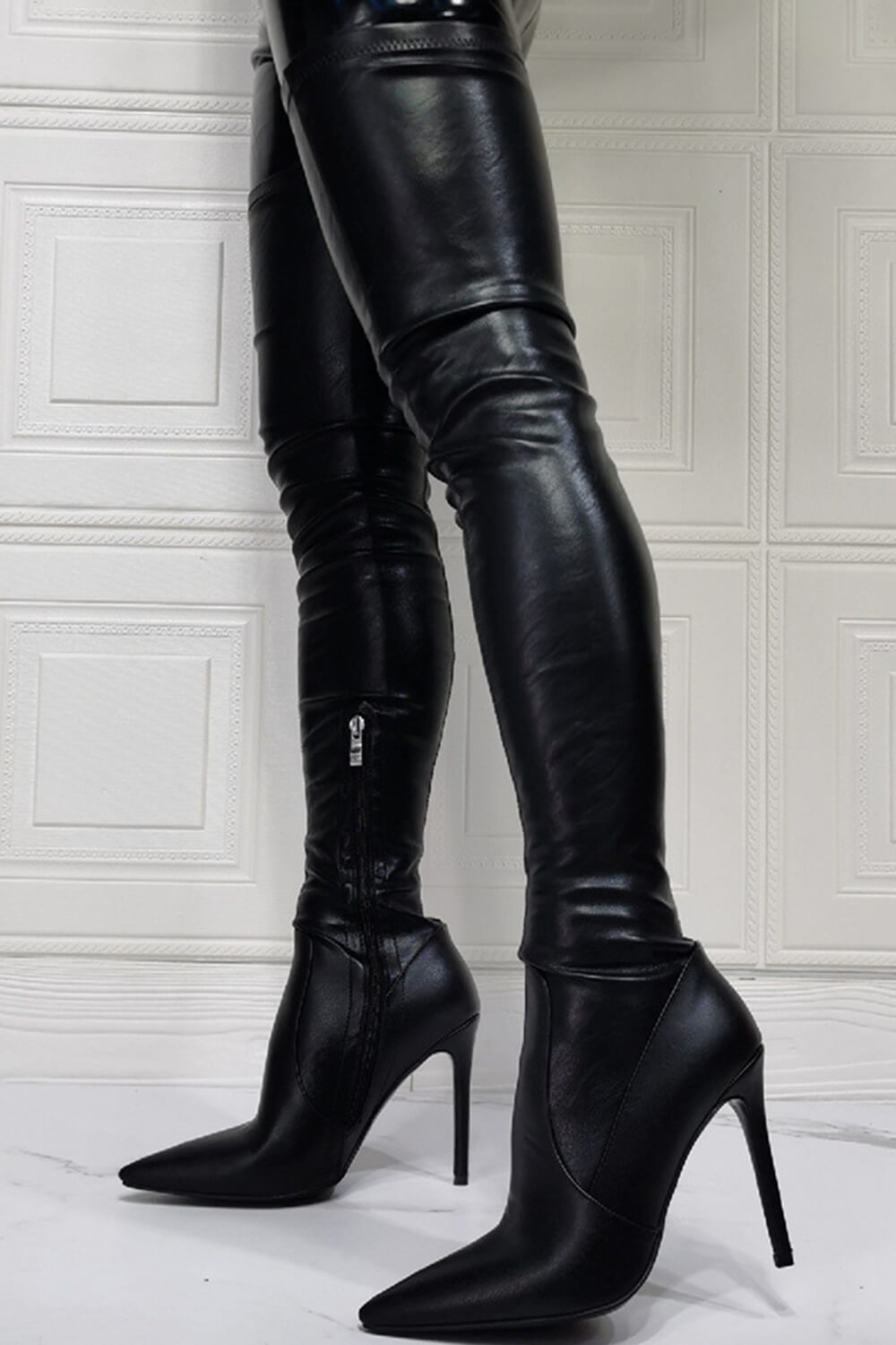 Thigh High Black Boots Heel | Thigh High Boots Heel Size 46 - 2023 Sexy  Black Knee - Aliexpress