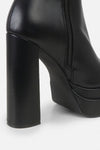 Double Platform Block Heel Ankle Boots - Black