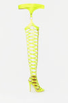 Neon Yellow Cut-Out Belted Thigh High Heels (2335400296507)