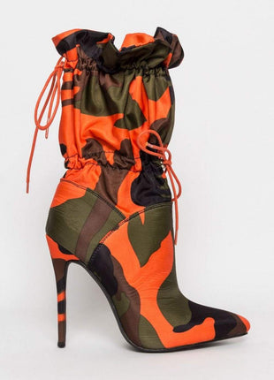 Camouflage Toggle Pointed Stiletto Heeled Boots (2335400198203)
