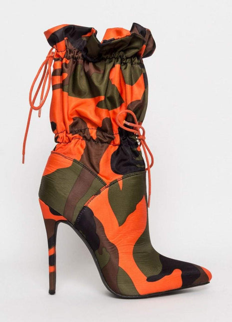 Camouflage Toggle Pointed Stiletto Heeled Boots (2335400198203)