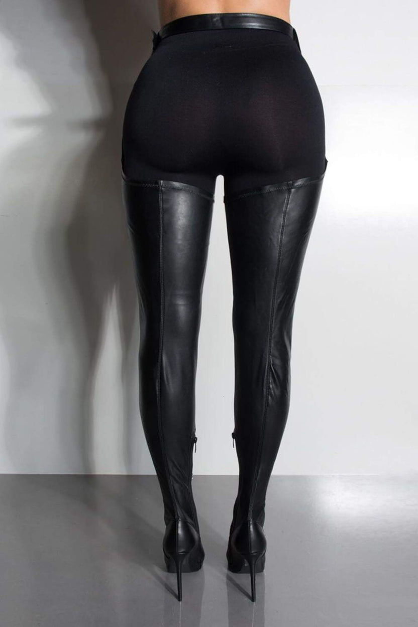 Black Belted Thigh High Boots â FloralKini