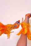 Orange Feather Strappy Stiletto Sandals (4095659835451)