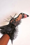 Black Feather Strappy Stiletto Sandals (4095659900987)