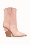 Pink Croc Cut-Out Heel Mid Western Cowboy Boots (4095660064827)