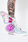 Holographic Metamorphic Lace Up Combat Boots With Butterfly Wings (4110248738875)