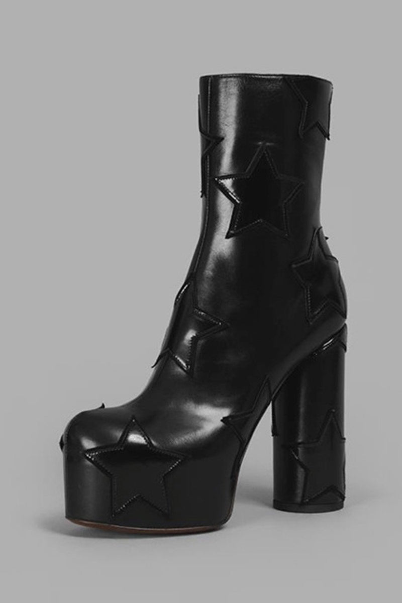 Black Star Platform Ankle Boots (4258899066939)