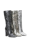 Metallic Gold Glitter Star Ruched Kee High Boots (4307981336635)